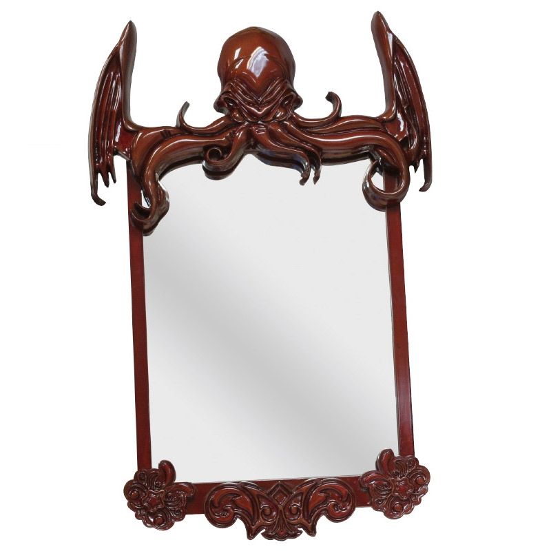 Cthulhu Mirror With Wooden Frame Ayna