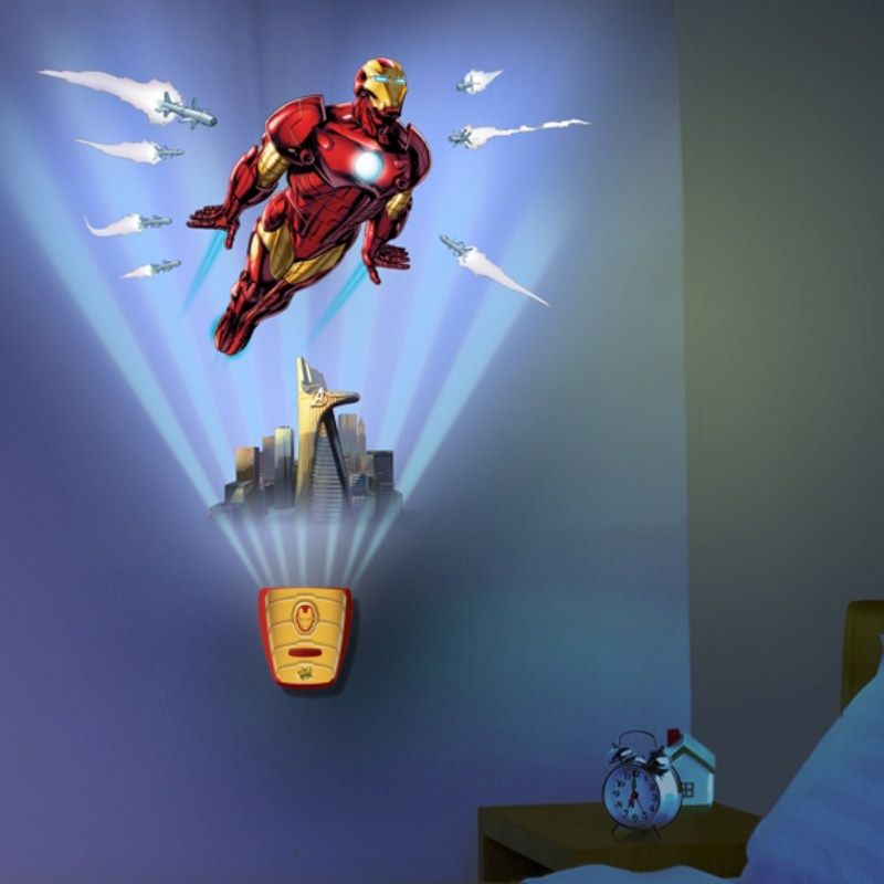 Avengers Iron Man Sesli Oda Işığı ve Duvar Kağıdı Seti