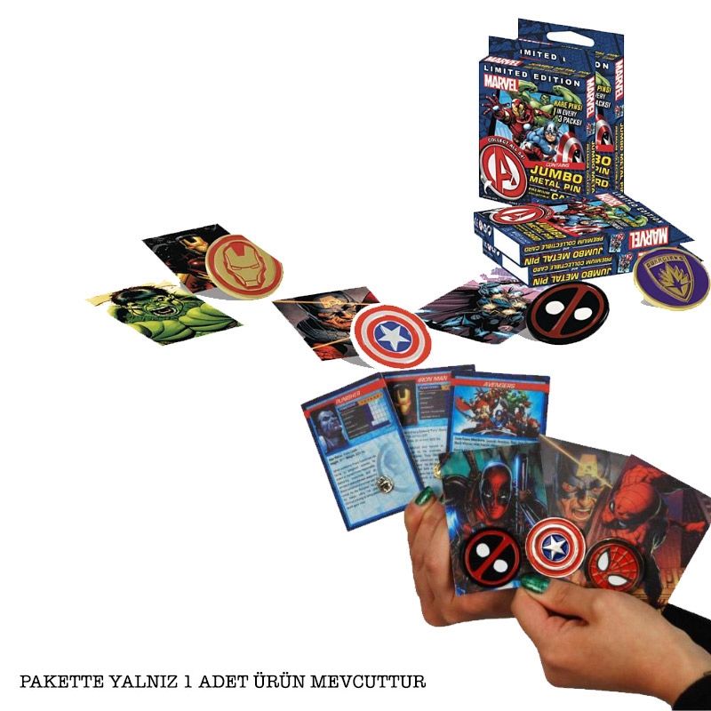 Marvel Universe Jumbo Pin and Collectible Card Set Rozet Seti