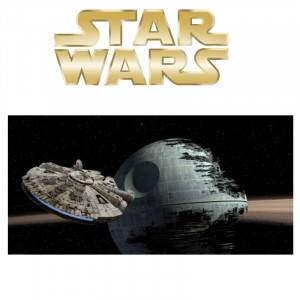Star Wars: Millenium Falcon Vs. Death Star Glass Poster