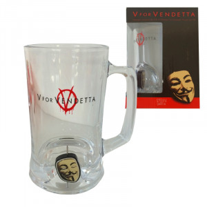 V for Vendetta 3D Rotating Mask Crystal Stein Bardak