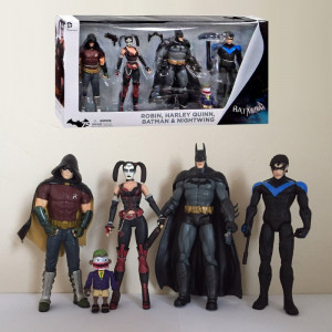 Arkham City Batman Nightwing Harley Robin 4 Pack Figure Set