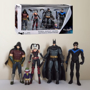  Arkham City Batman Nightwing Harley Robin 4 Pack Figure Set