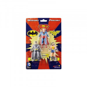  Batman Superman Wonder Woman Bendable Mini Set