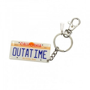 Back To The Future DeLorean Plate Metal Keychain Anahtarlık